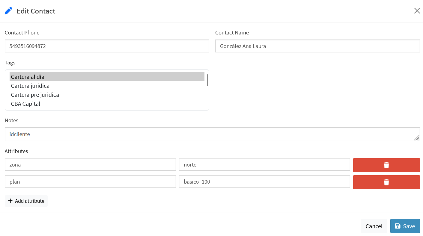 Edit contact