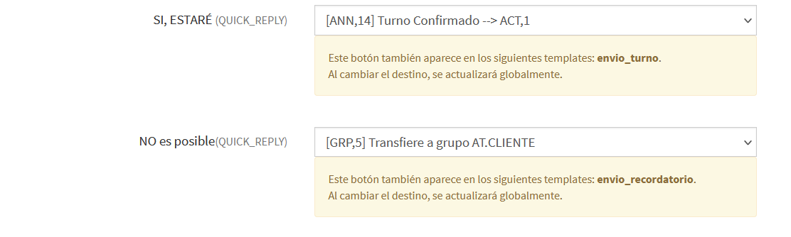 Template configuration