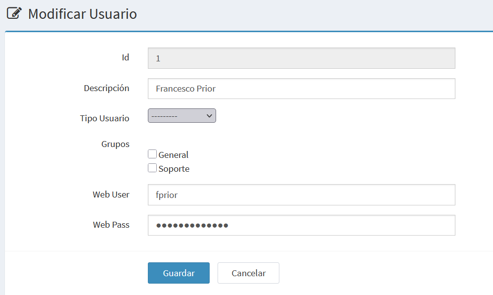 Edit user form
