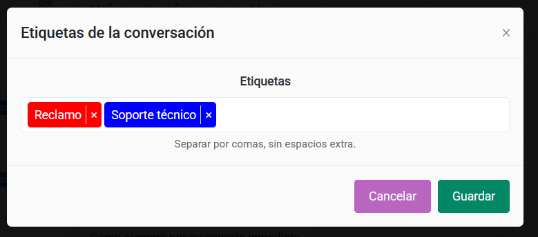 Etiquetas de conversación