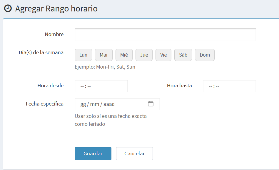 Formulario de creación